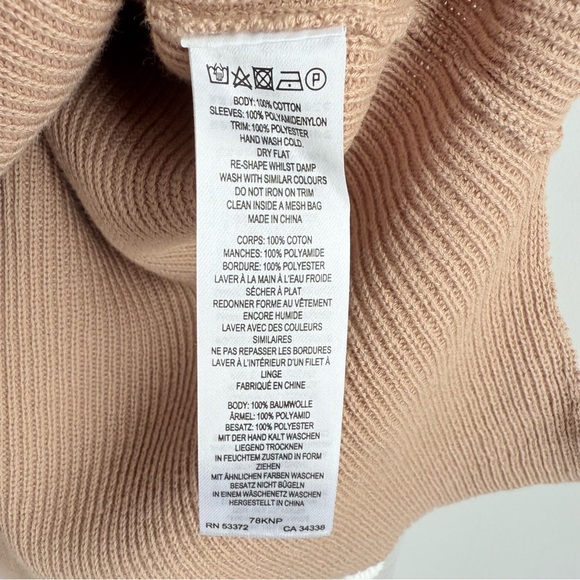 NWT FRENCH CONNECTION Caballo Sweater Camel / White M Knit Floral Lace Sleeves - Picture 11 of 15